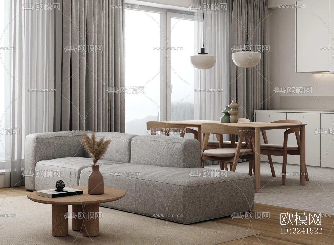 北欧公寓效果图下载（渲染图2）