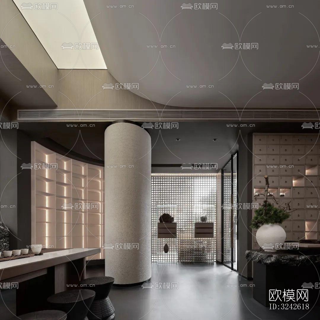 新中式中餐厅效果图下载（渲染图11）