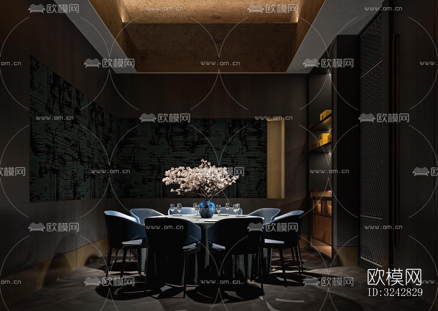 新中式中餐厅效果图下载（渲染图8）