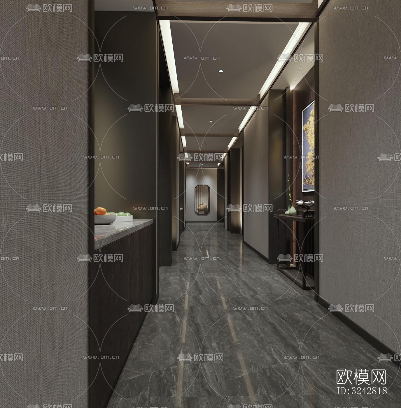 新中式中餐厅效果图下载（渲染图12）