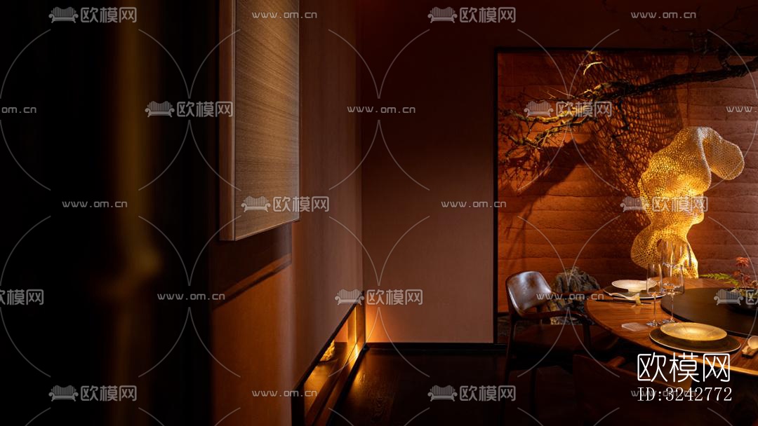 新中式中餐厅效果图下载（渲染图18）