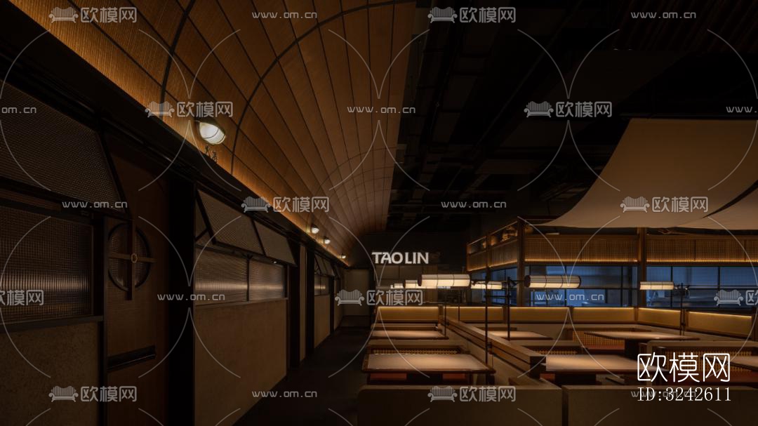 新中式中餐厅效果图下载（渲染图5）