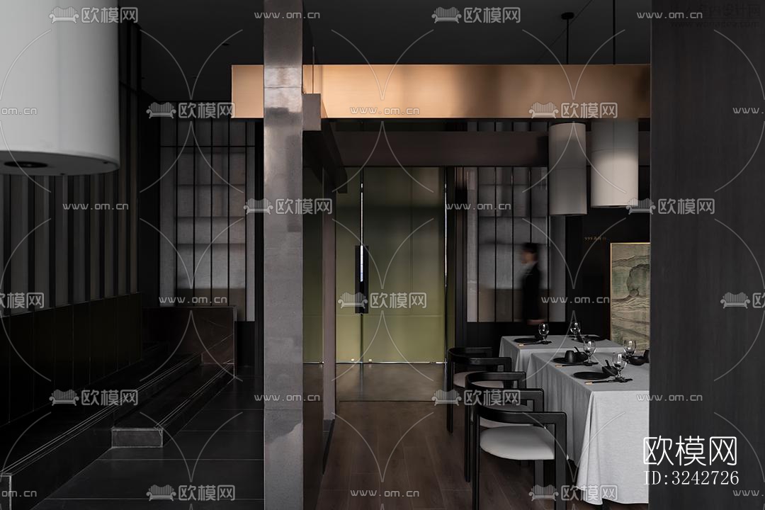 新中式中餐厅效果图下载（渲染图6）