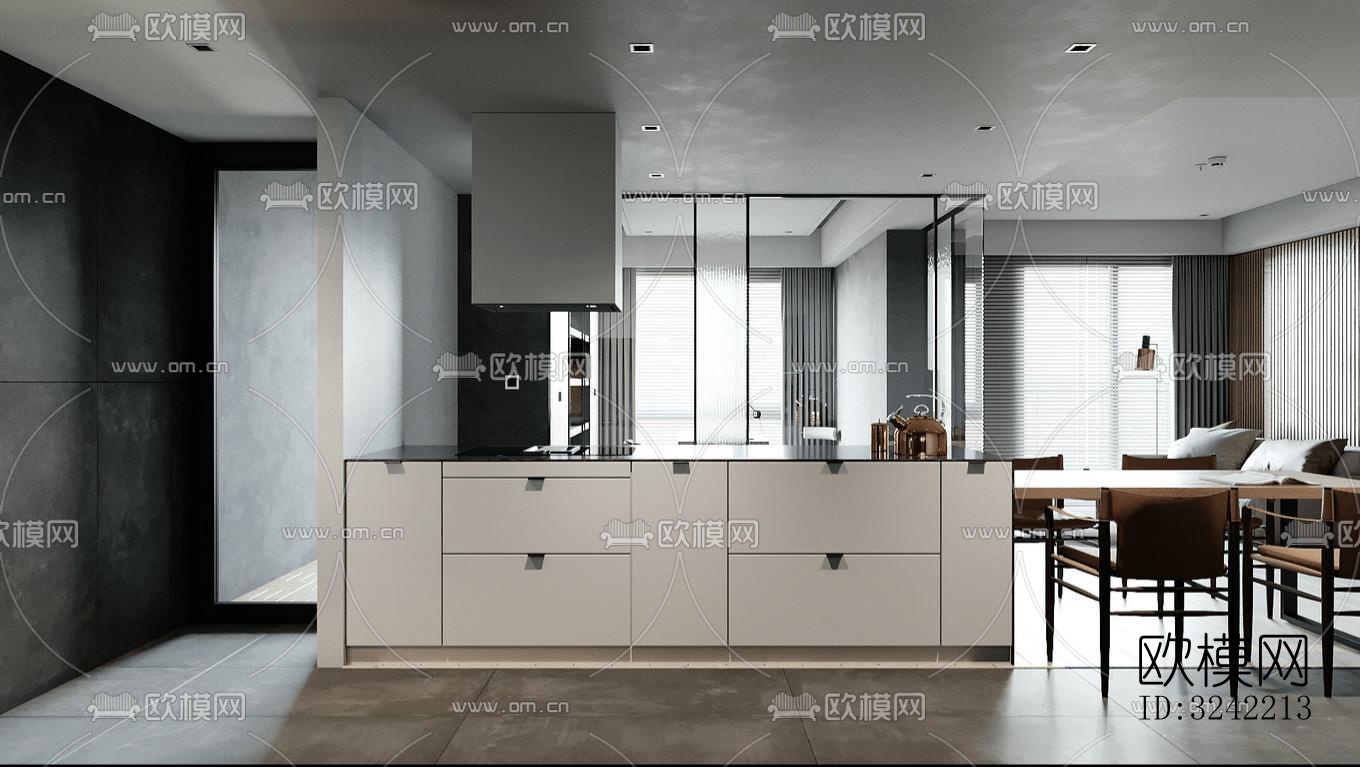 现代客餐厅效果图下载（渲染图10）