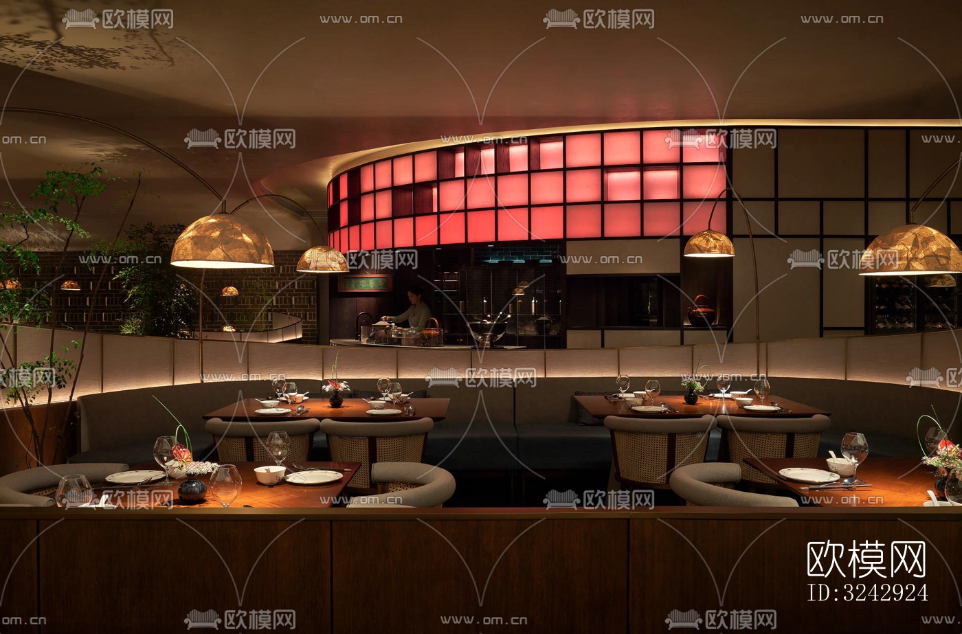现代中餐厅效果图下载（渲染图6）