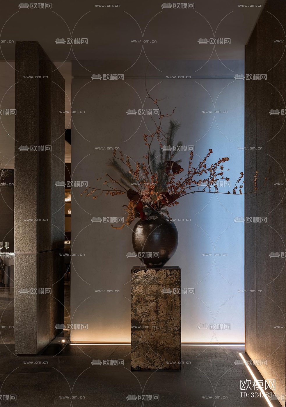 新中式中餐厅效果图下载（渲染图15）