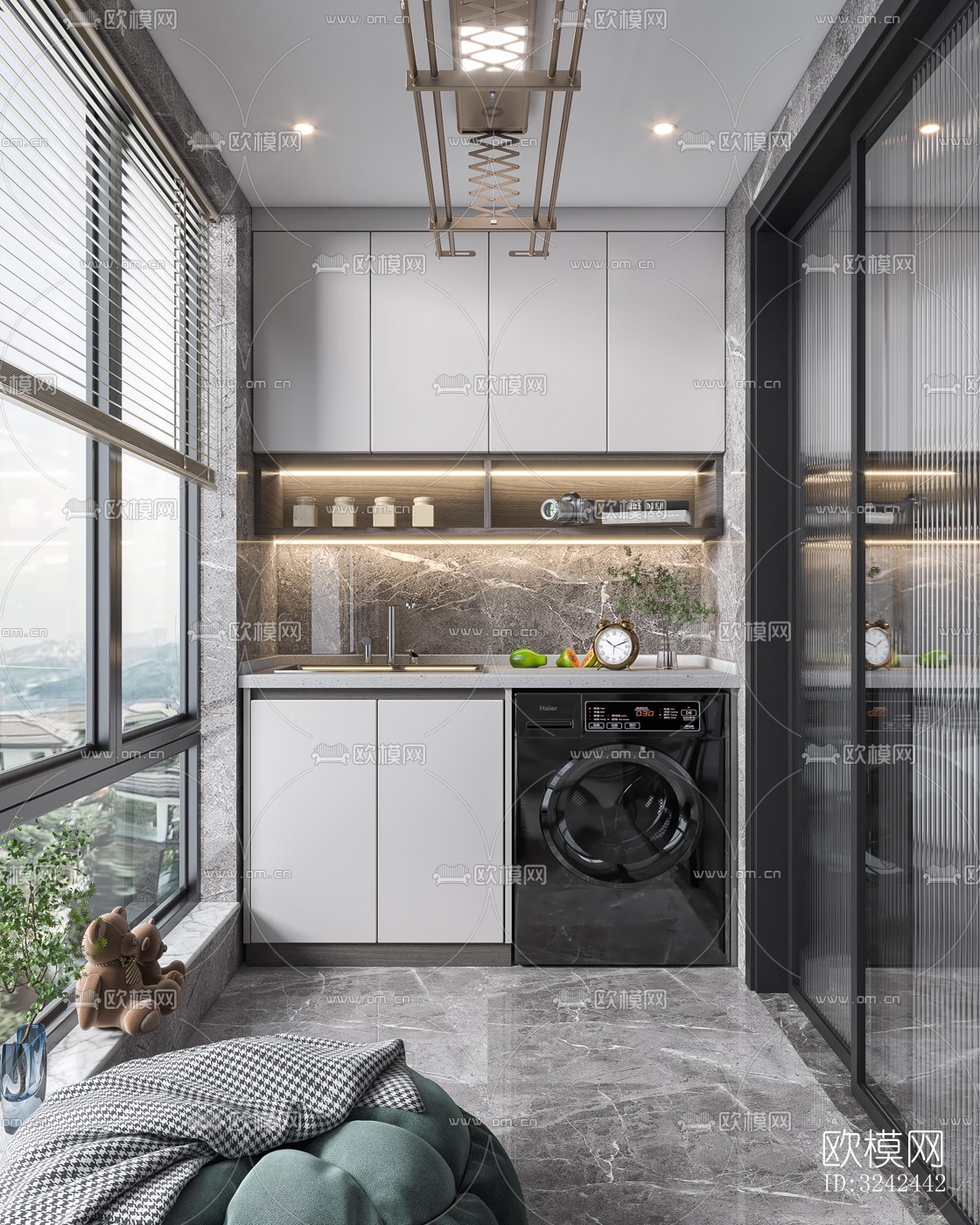 现代阳台花园效果图下载（渲染图3）