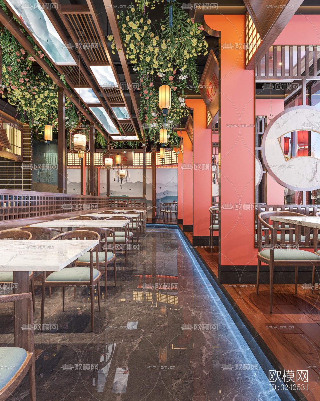 中式中餐厅效果图下载（渲染图2）