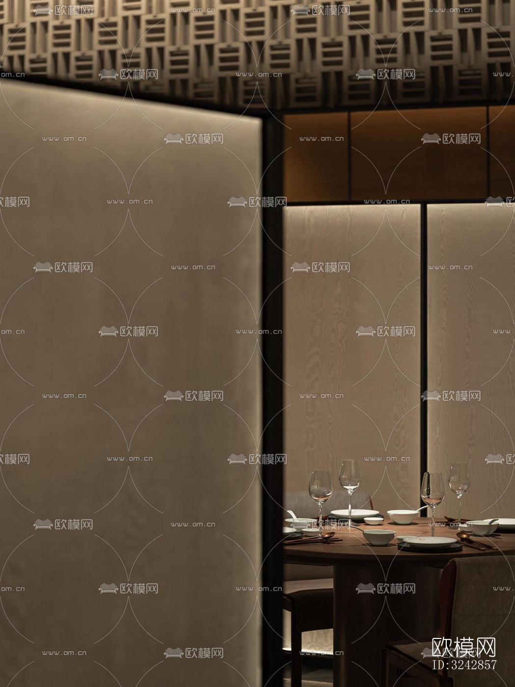 新中式中餐厅效果图下载（渲染图2）