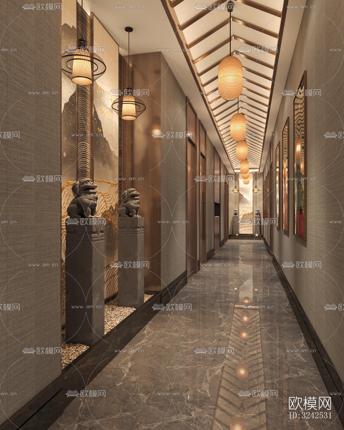 中式中餐厅效果图下载（渲染图8）