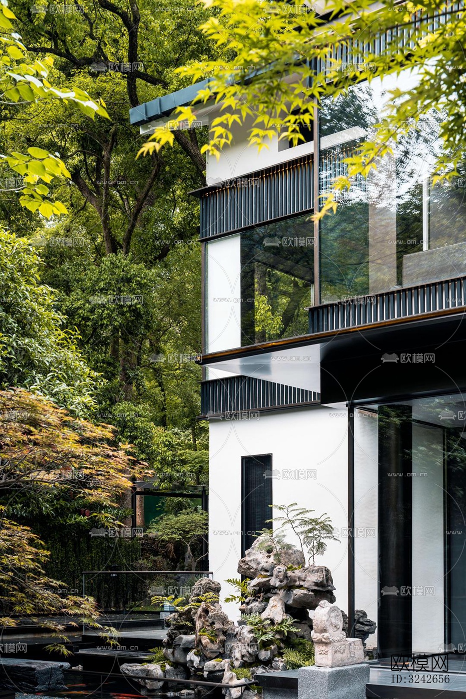 新中式中餐厅效果图下载（渲染图18）