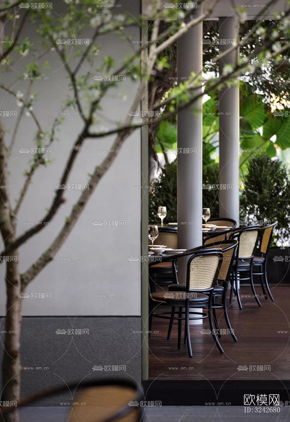 新中式中餐厅效果图下载（渲染图19）