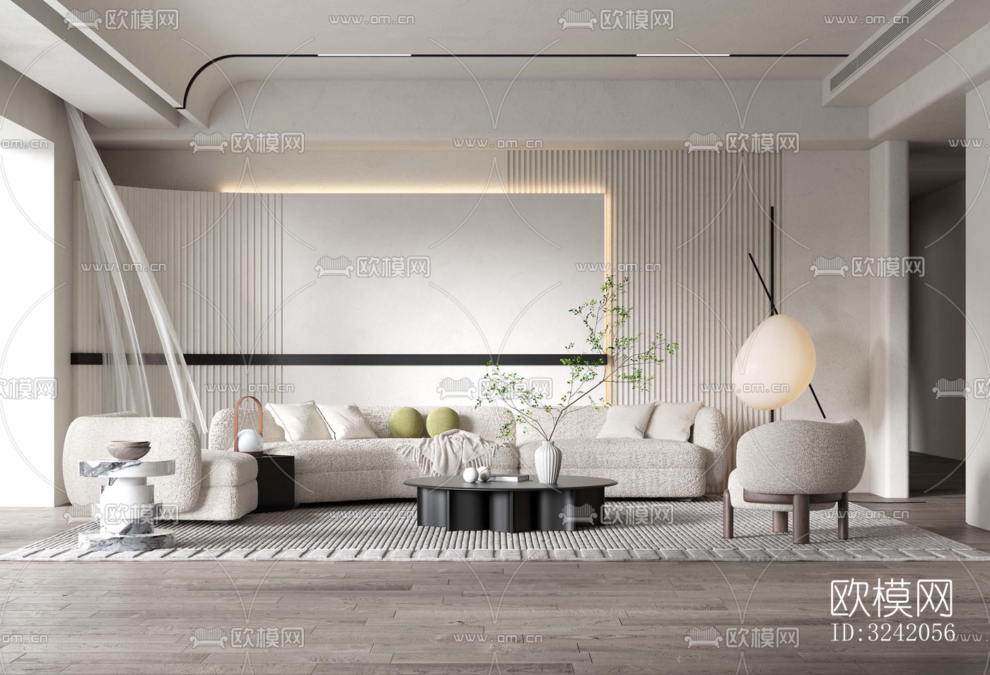 现代客厅效果图下载（渲染图4）