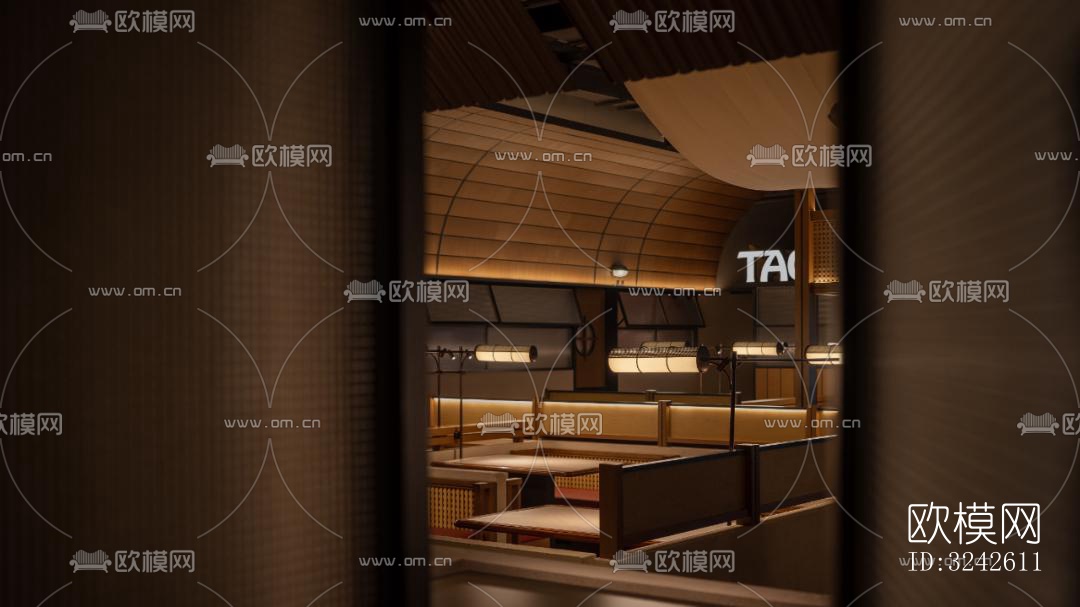 新中式中餐厅效果图下载（渲染图6）