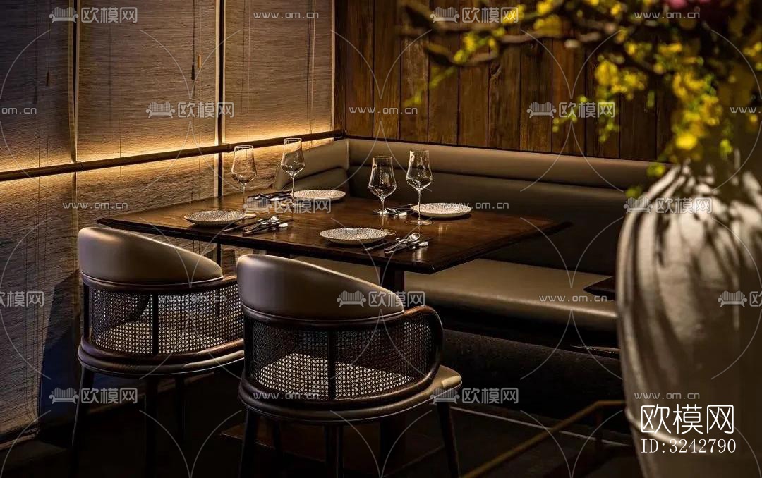 新中式中餐厅效果图下载（渲染图8）