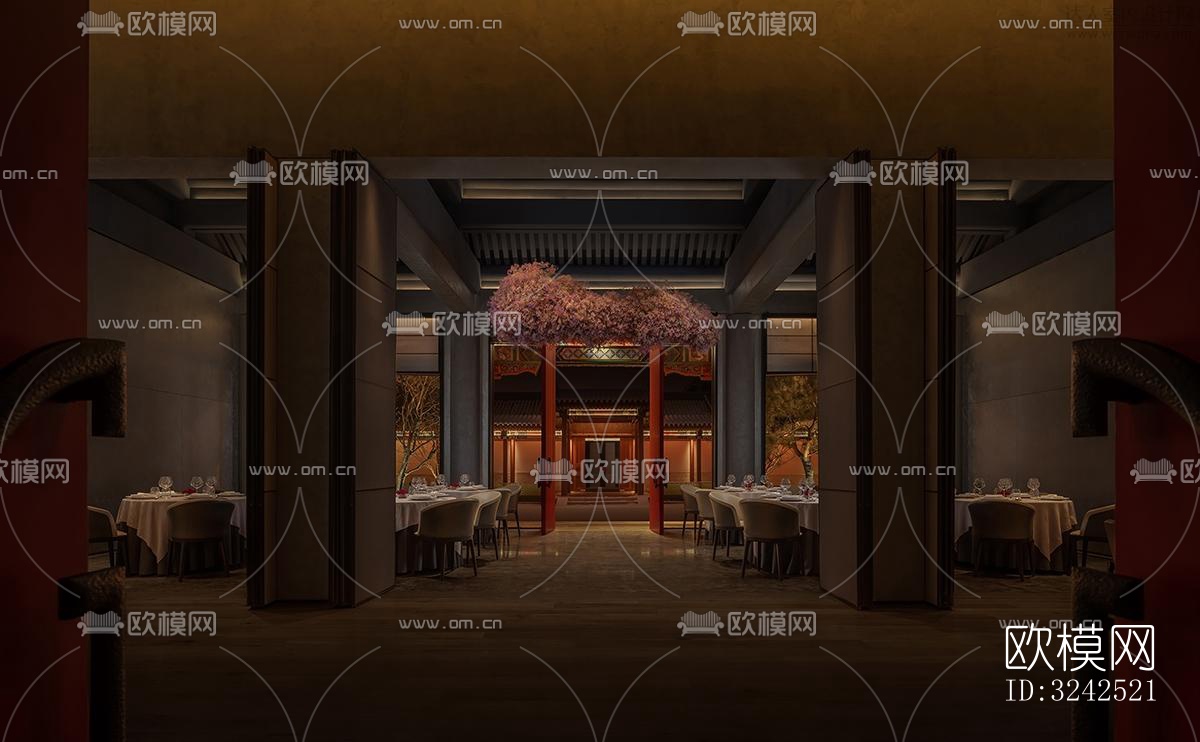 中式中餐厅效果图下载（渲染图3）