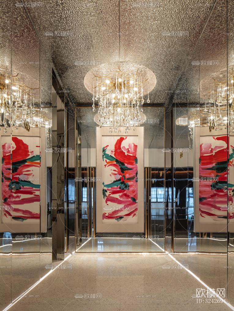 新中式中餐厅效果图下载（渲染图9）