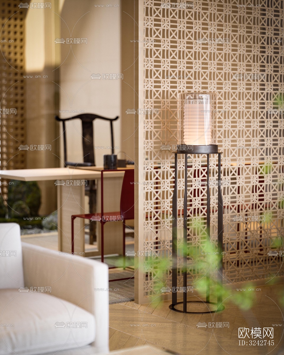 新中式中餐厅效果图下载（渲染图17）