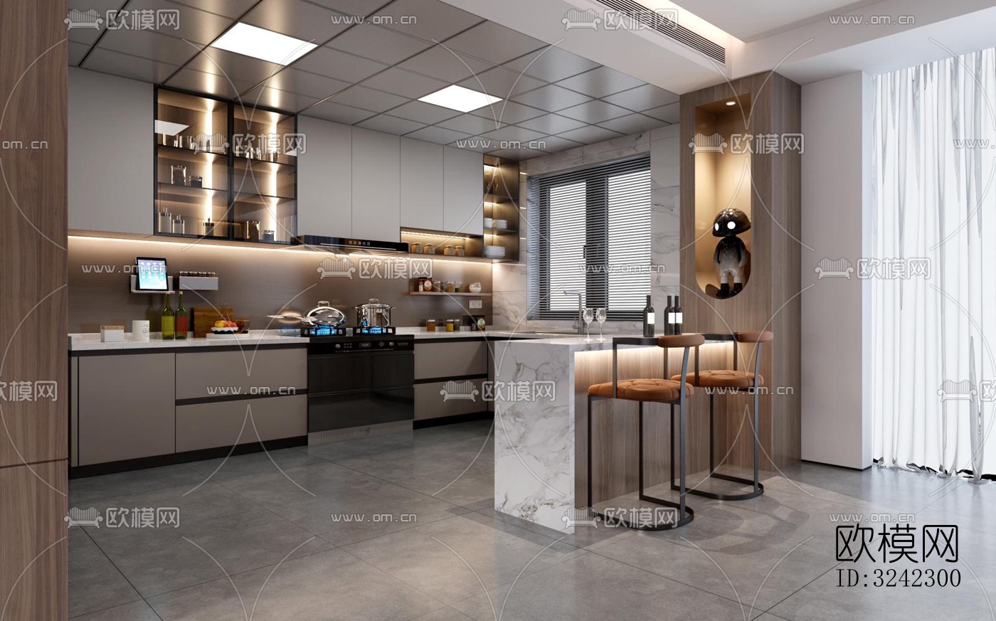 现代客餐厅效果图下载（渲染图3）