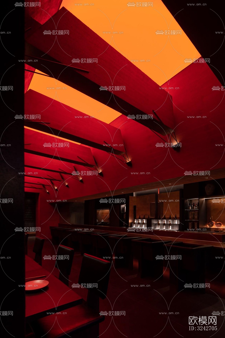 新中式中餐厅效果图下载（渲染图7）