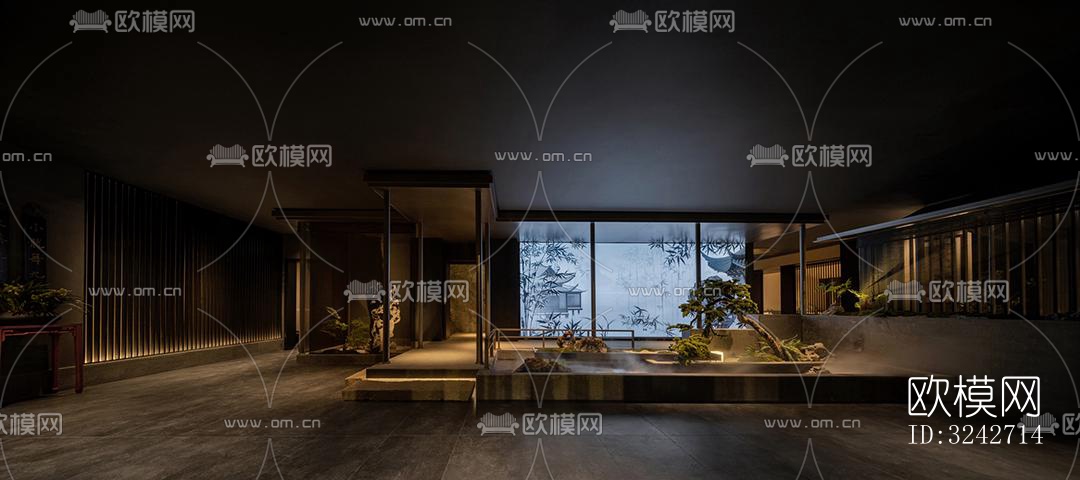 新中式中餐厅效果图下载（渲染图18）