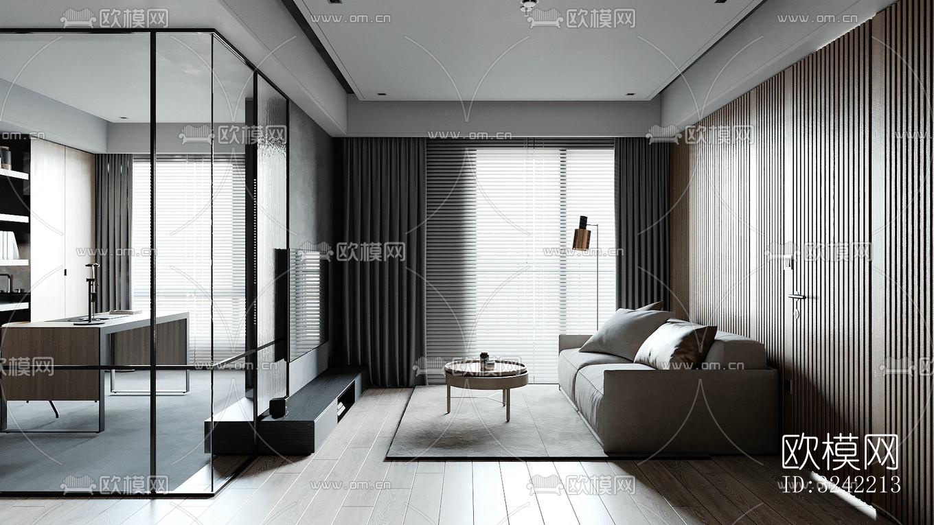 现代客餐厅效果图下载（渲染图1）