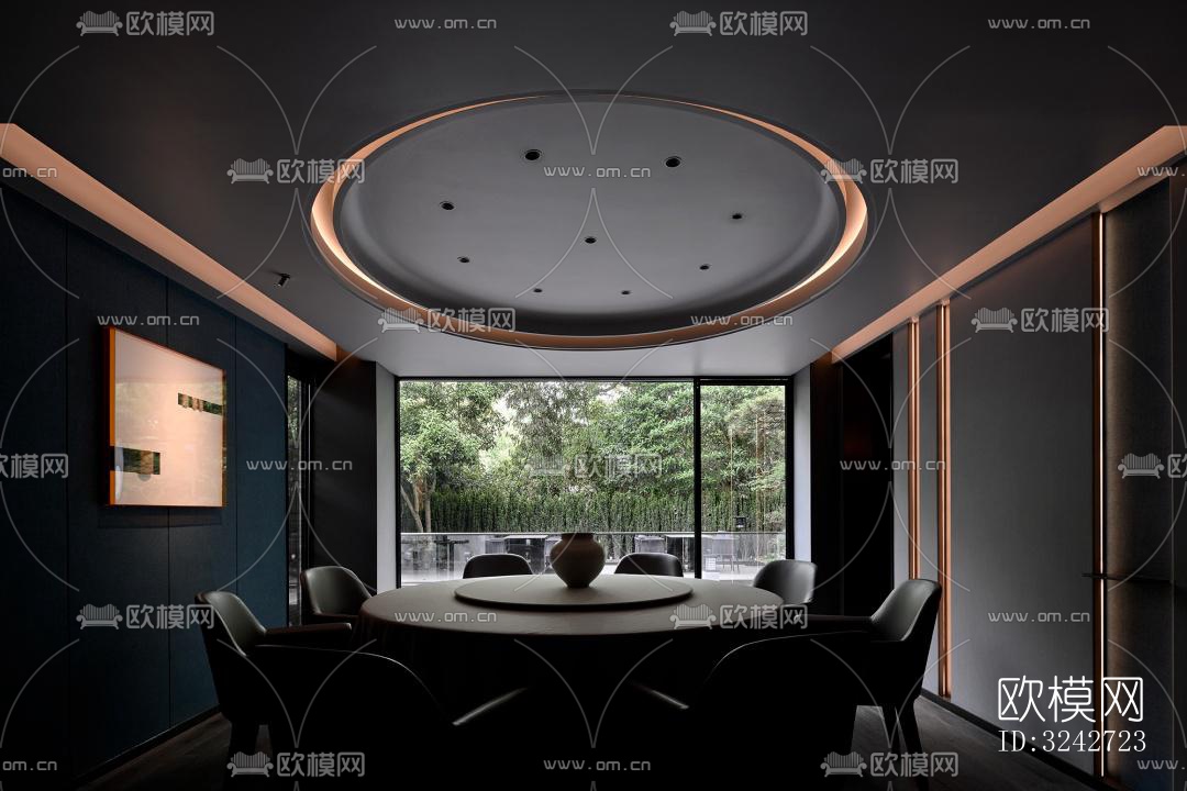 新中式中餐厅效果图下载（渲染图7）