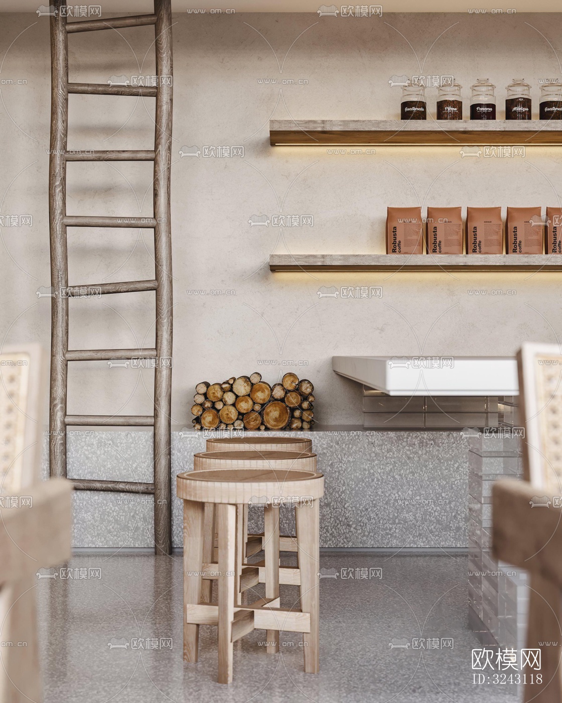 现代咖啡奶茶效果图下载（渲染图12）