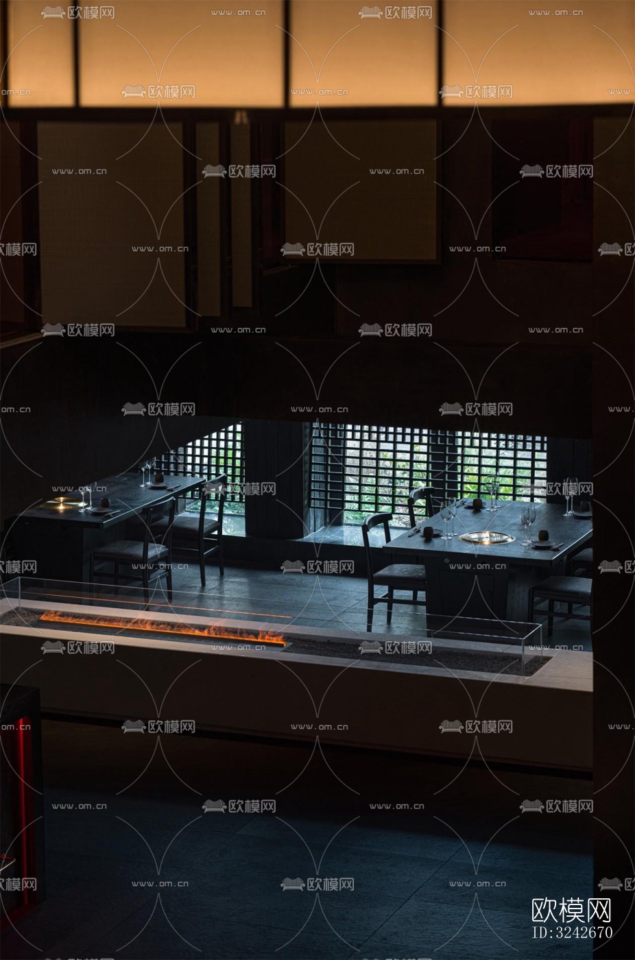 新中式中餐厅效果图下载（渲染图1）