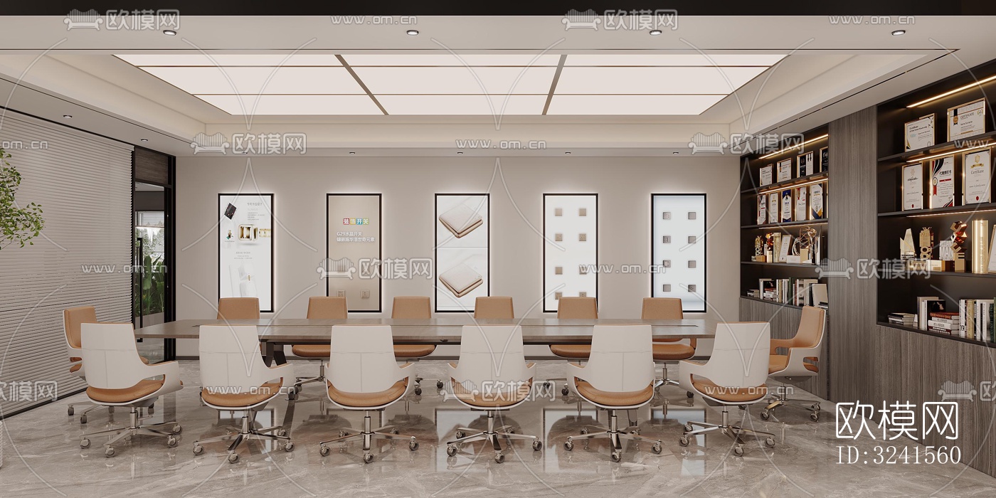 新中式经理室效果图下载（渲染图4）