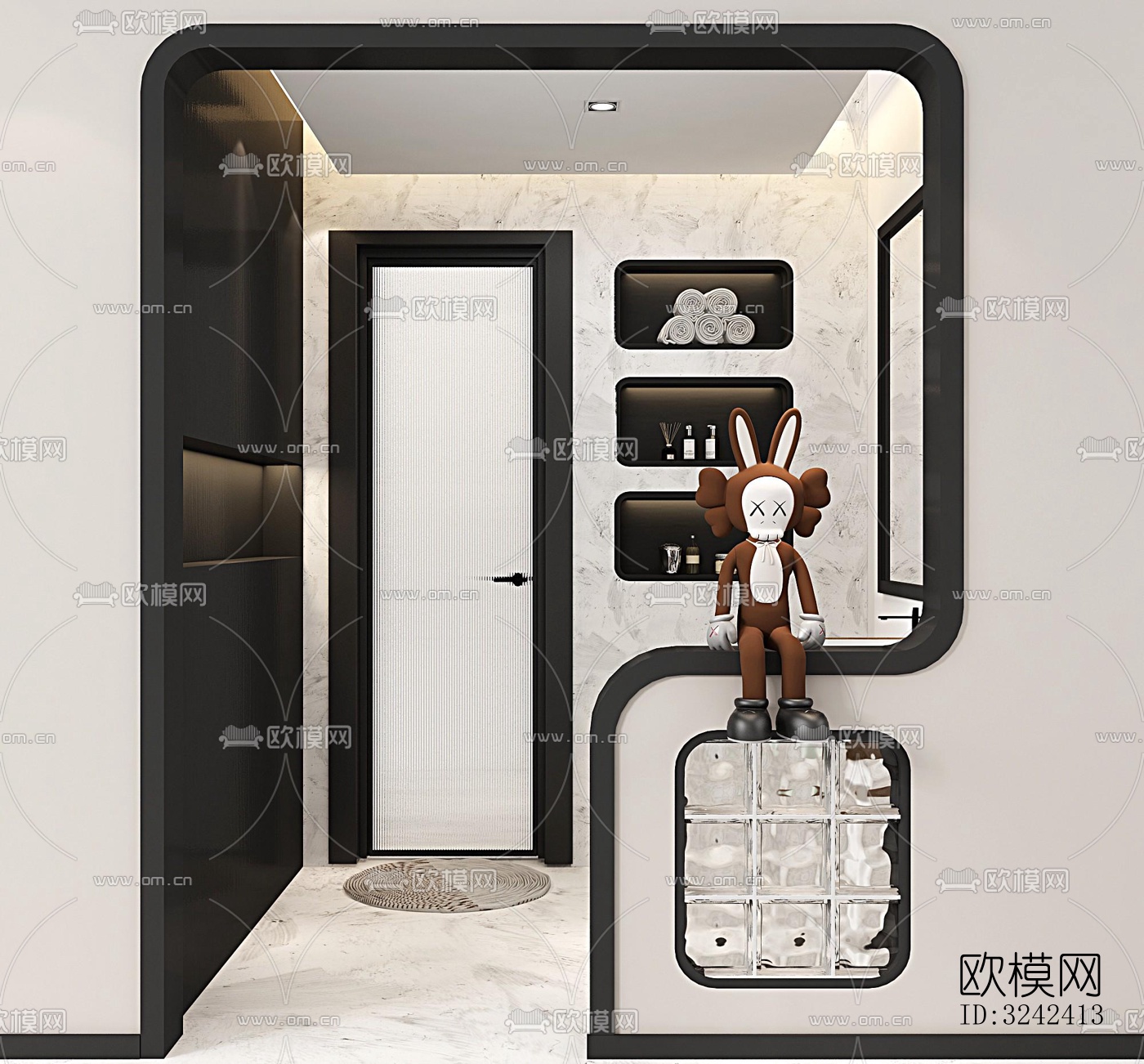 现代玄关过道效果图下载（渲染图1）