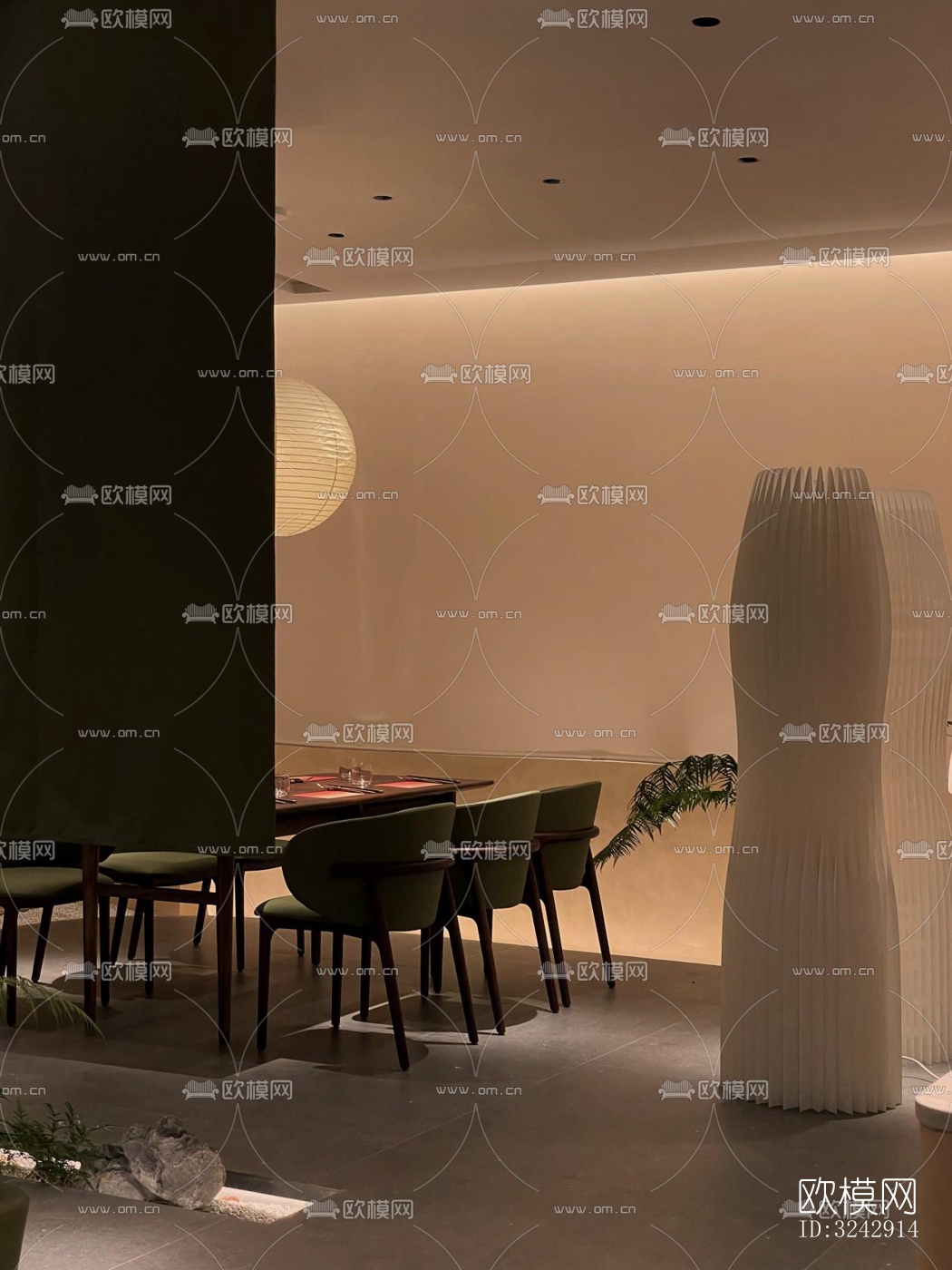 现代中餐厅效果图下载（渲染图1）