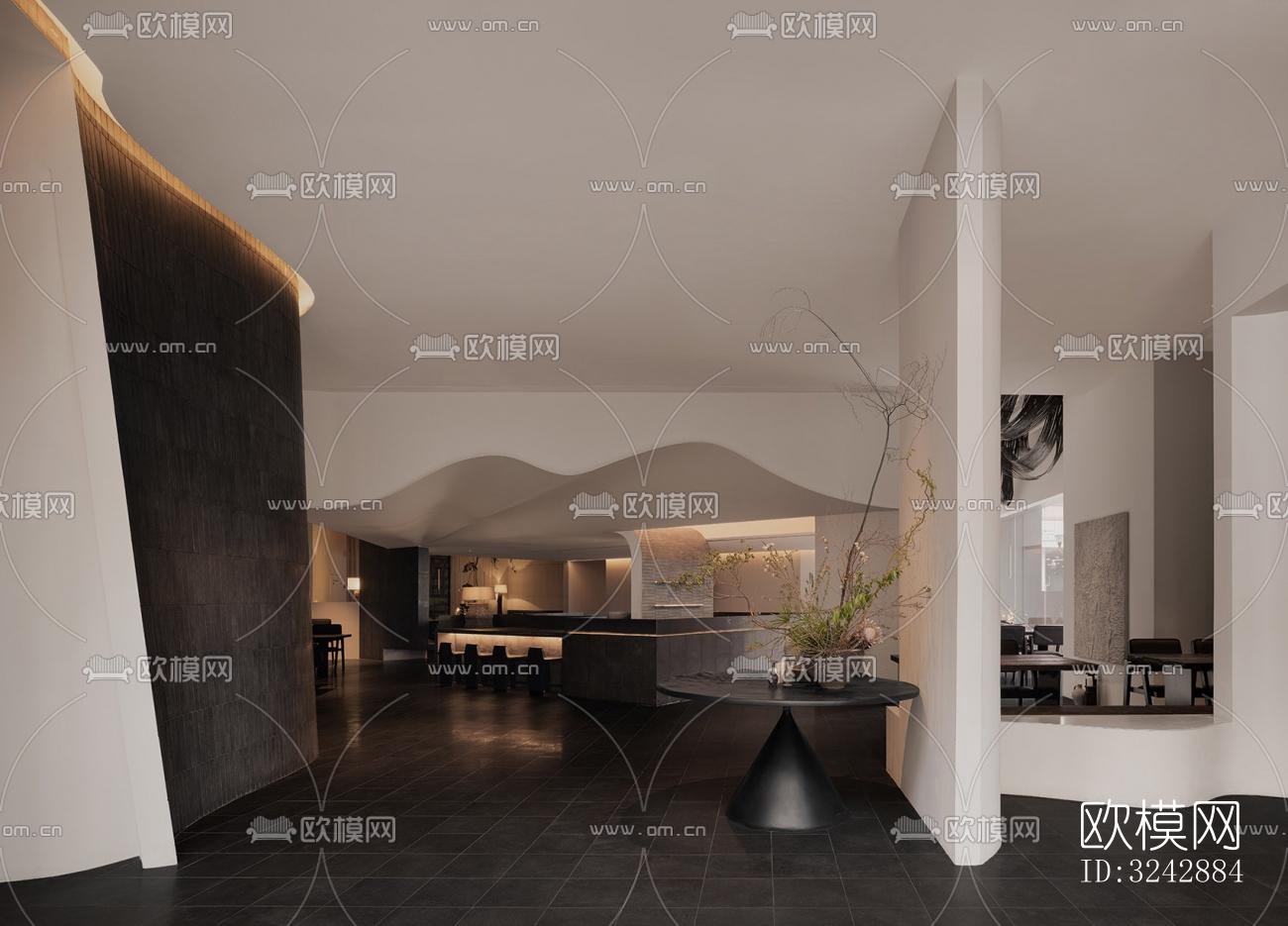 现代中餐厅效果图下载（渲染图3）