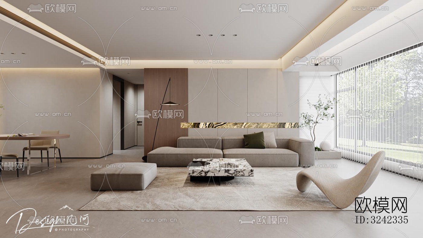 现代客餐厅效果图下载（渲染图1）