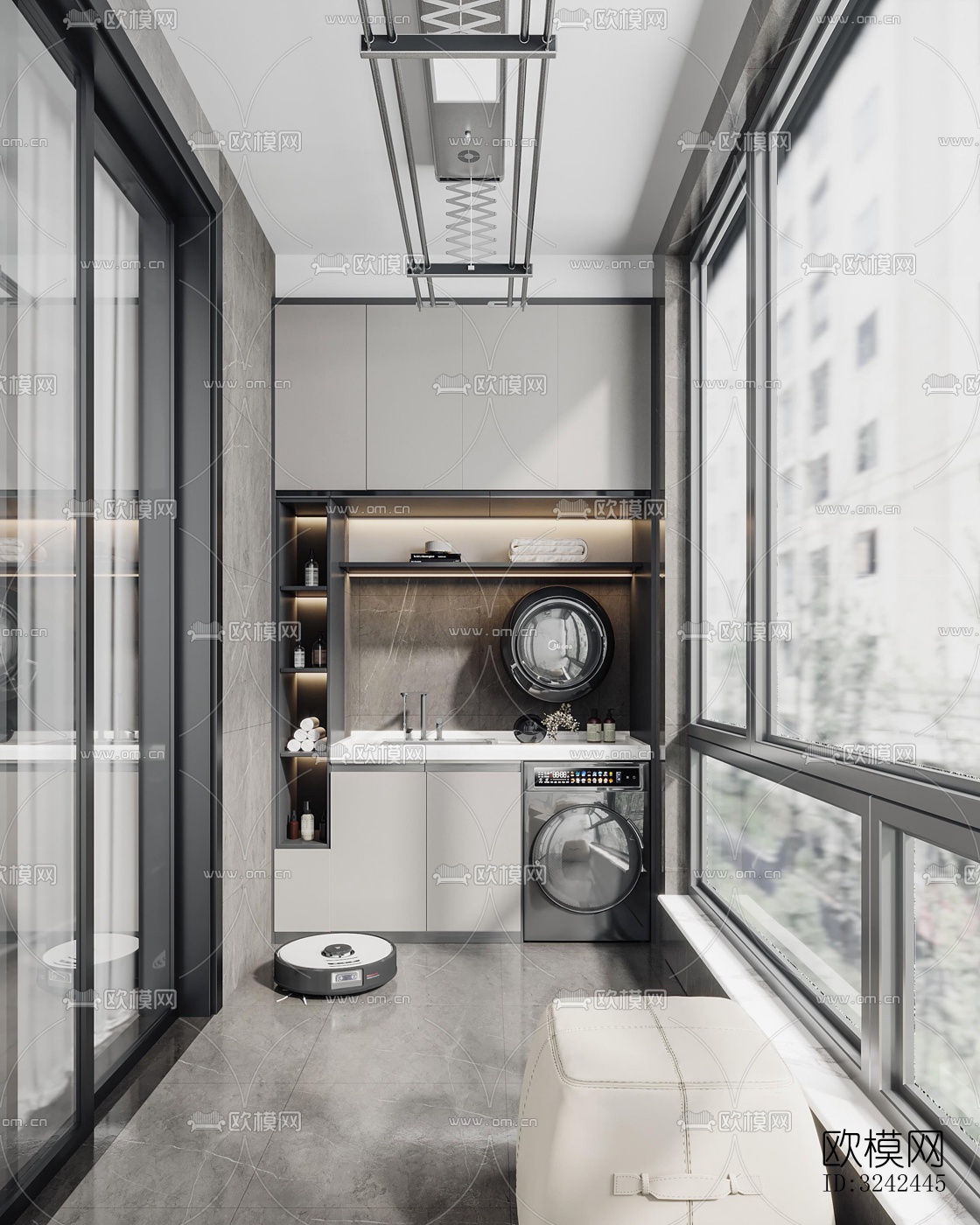 现代阳台花园效果图下载（渲染图3）