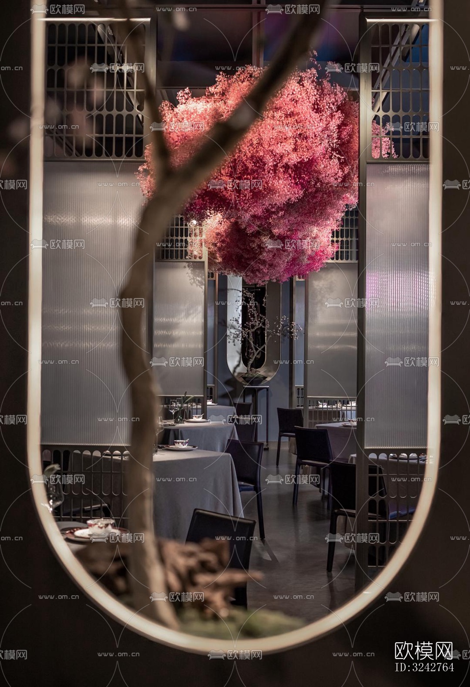 新中式中餐厅效果图下载（渲染图19）