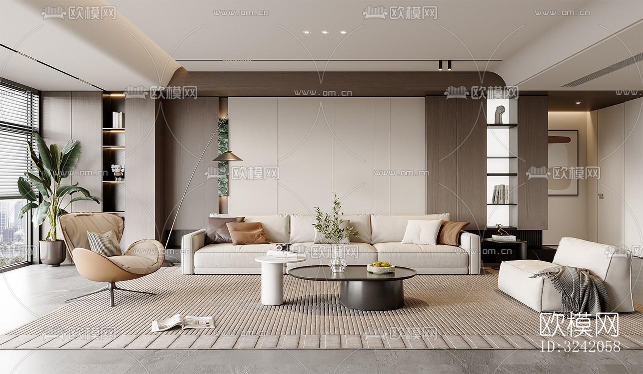 现代客厅效果图下载（渲染图5）