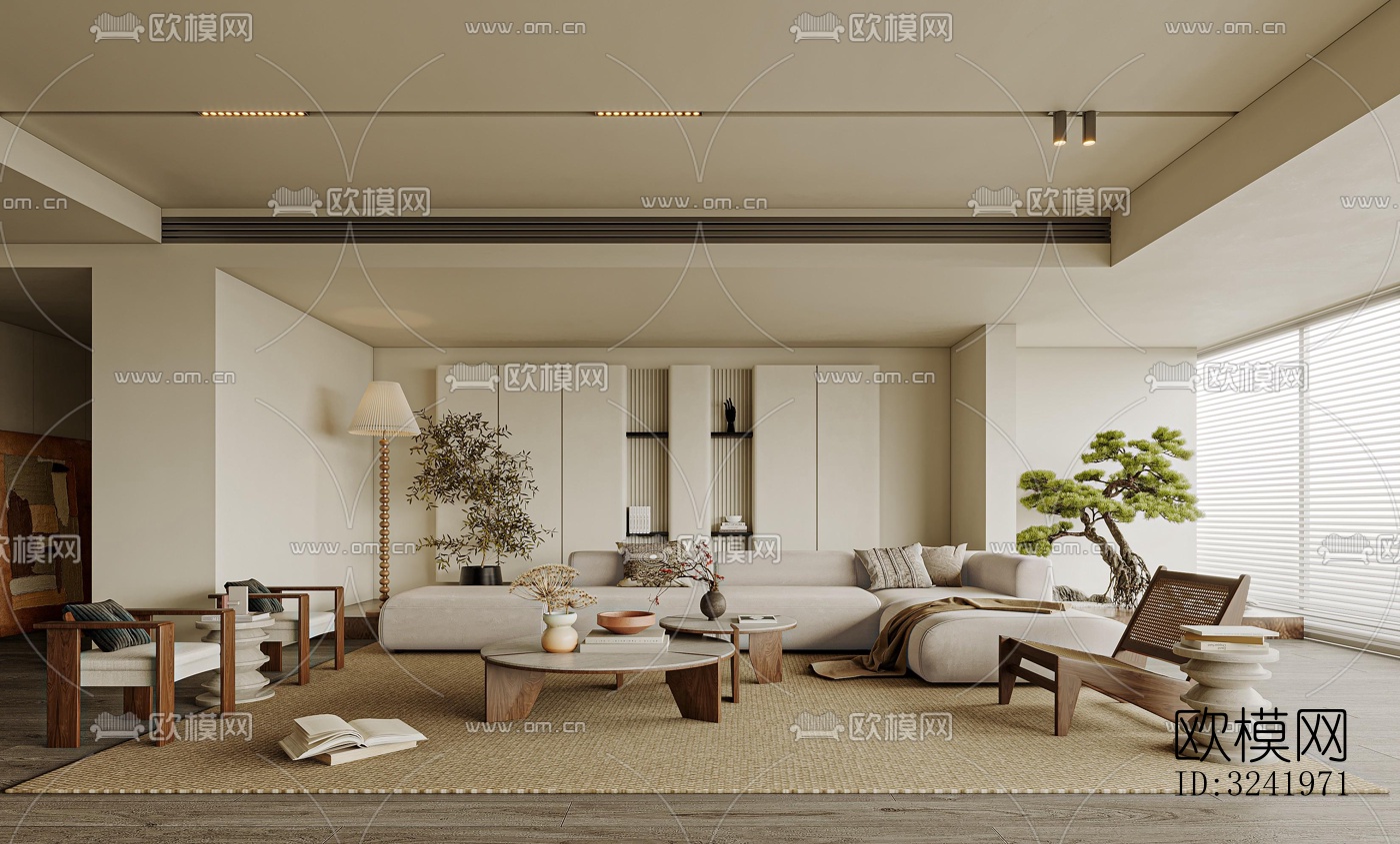 侘寂客厅效果图下载（渲染图3）