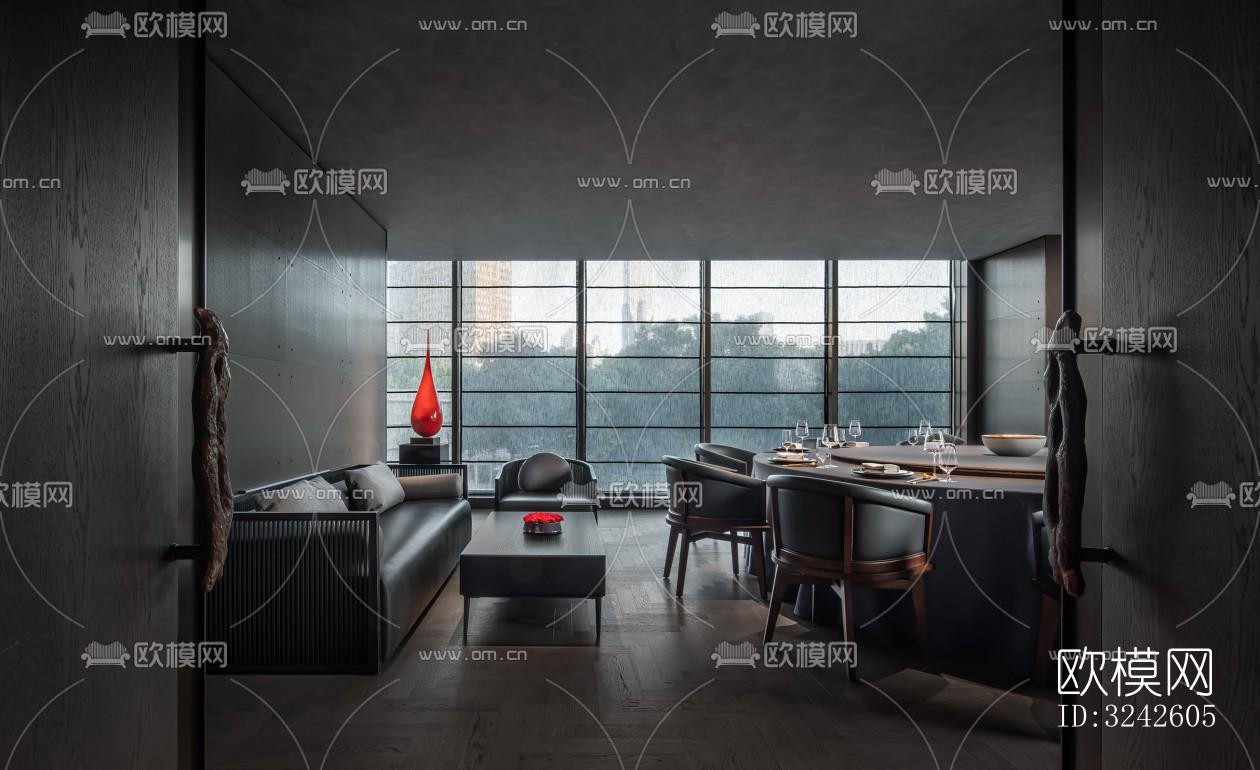 新中式中餐厅效果图下载（渲染图10）