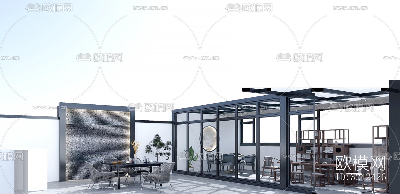 侘寂阳台花园效果图下载（渲染图5）