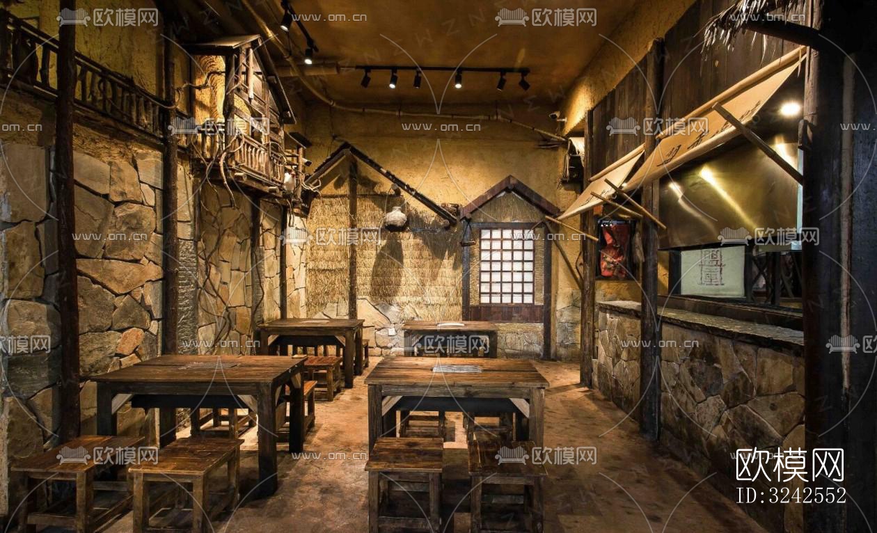 原木风中餐厅效果图下载（渲染图8）