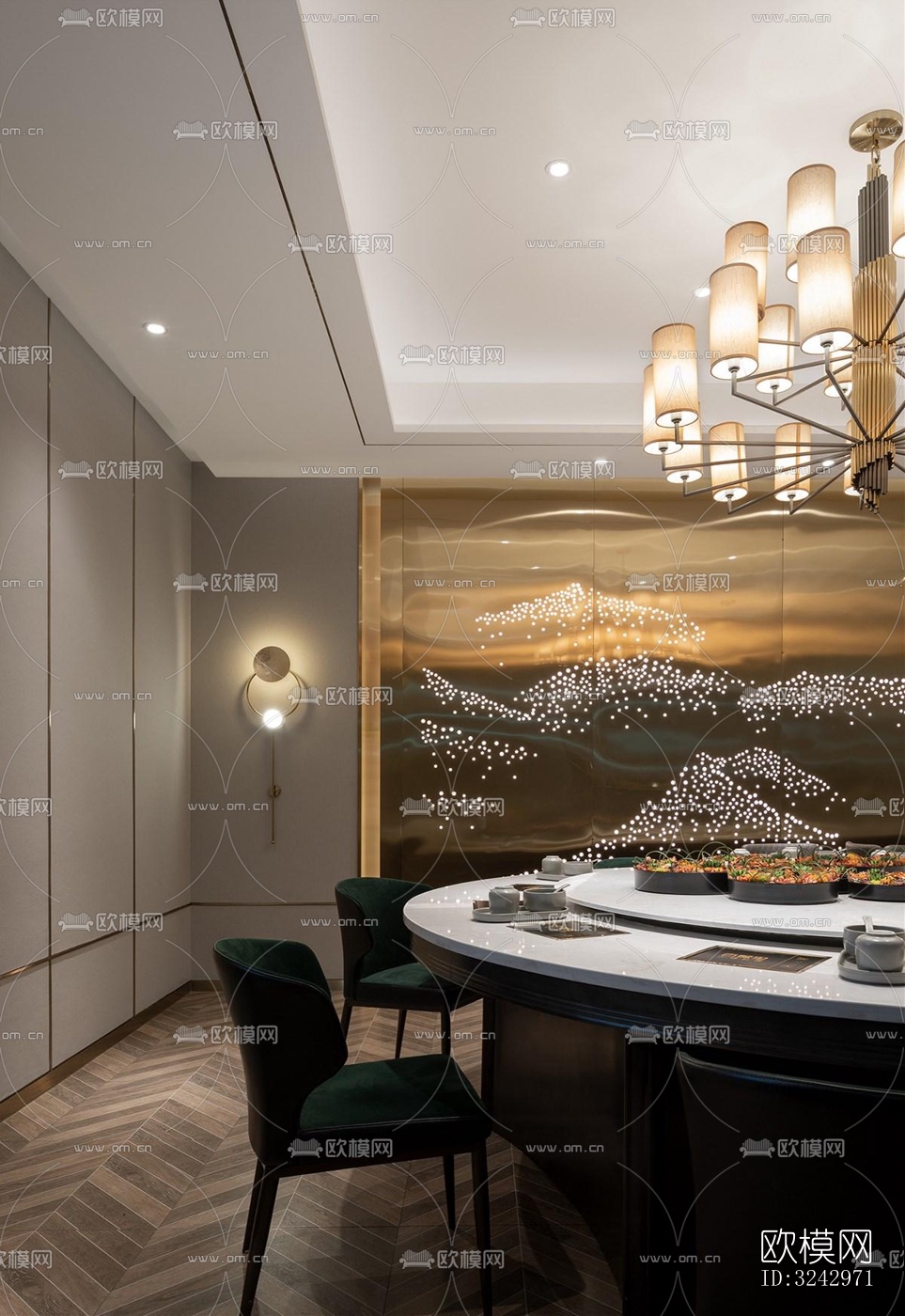 现代中餐厅效果图下载（渲染图13）