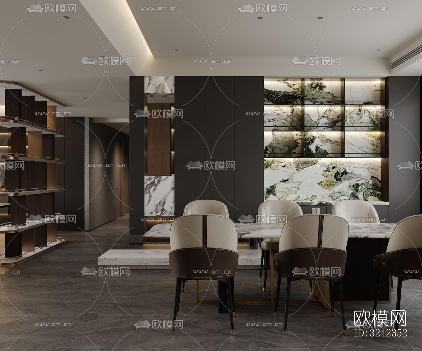 现代客餐厅效果图下载（渲染图1）