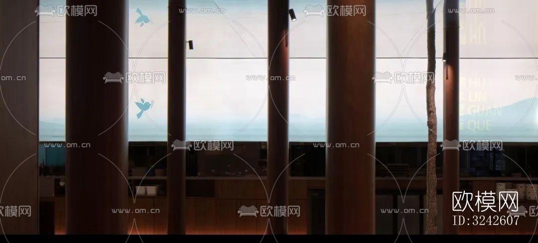 新中式中餐厅效果图下载（渲染图4）