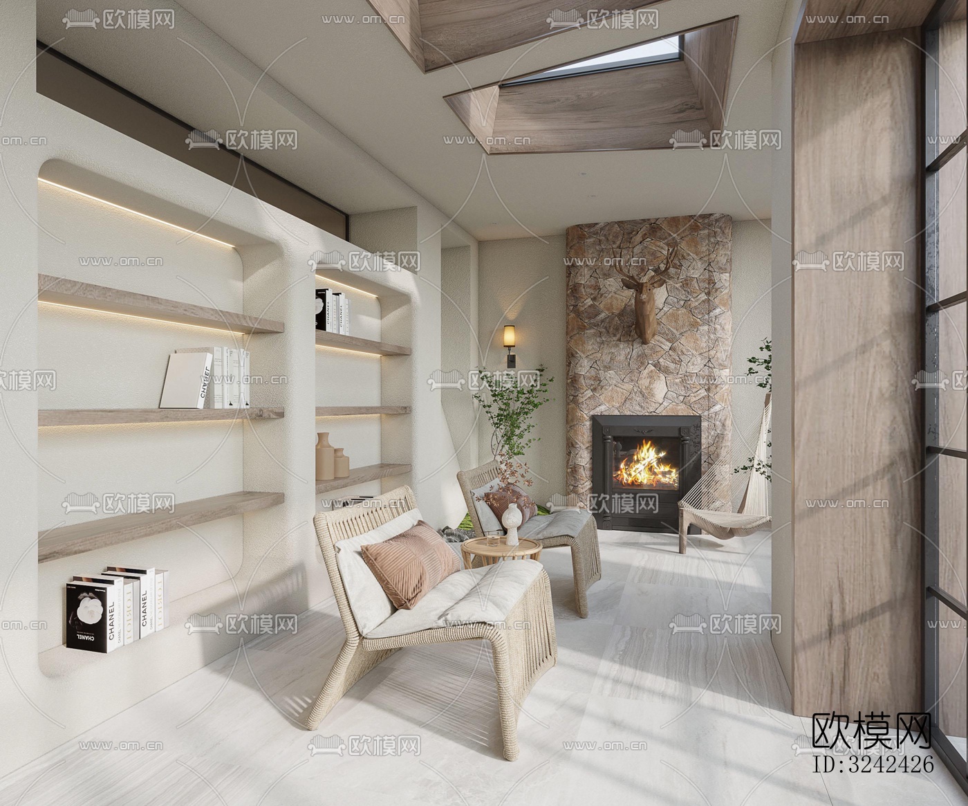 侘寂阳台花园效果图下载（渲染图2）