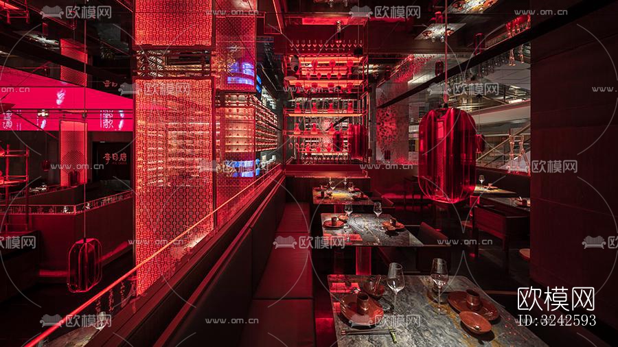 新中式中餐厅效果图下载（渲染图13）