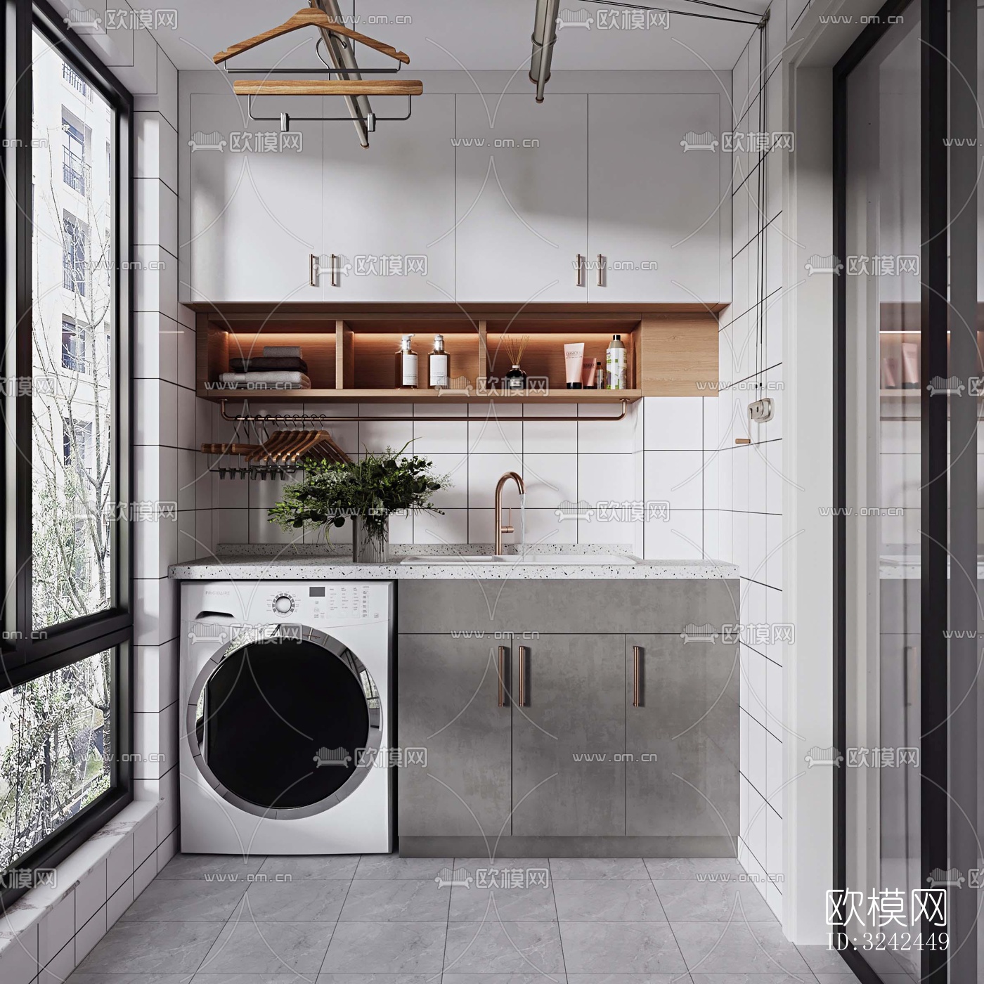 现代阳台花园效果图下载（渲染图2）