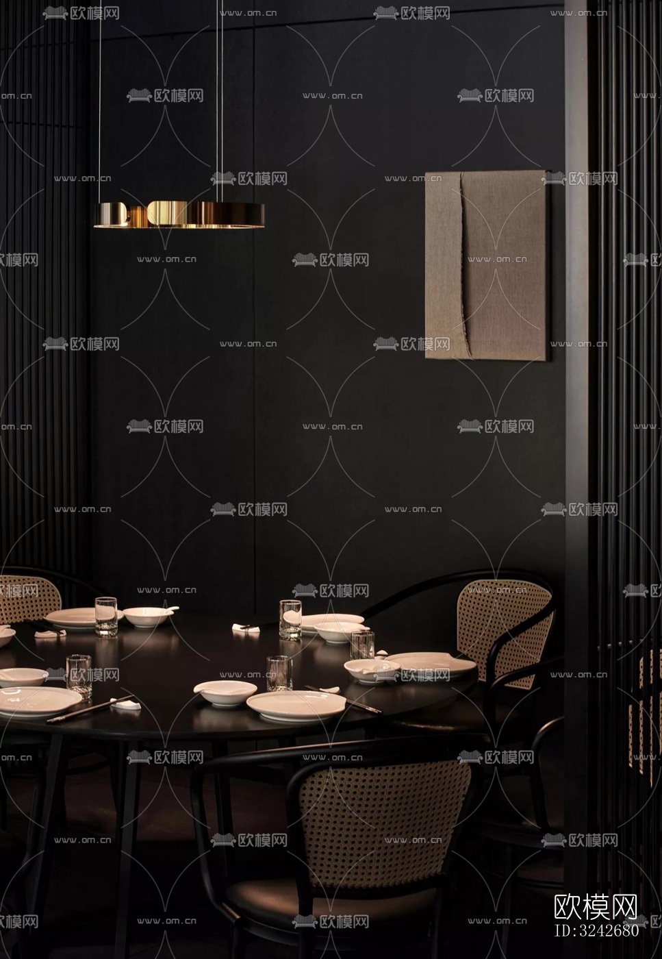 新中式中餐厅效果图下载（渲染图14）