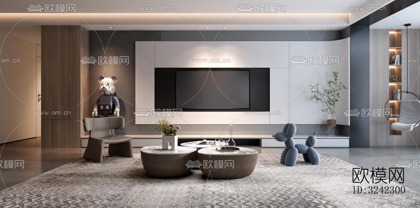 现代客餐厅效果图下载（渲染图4）