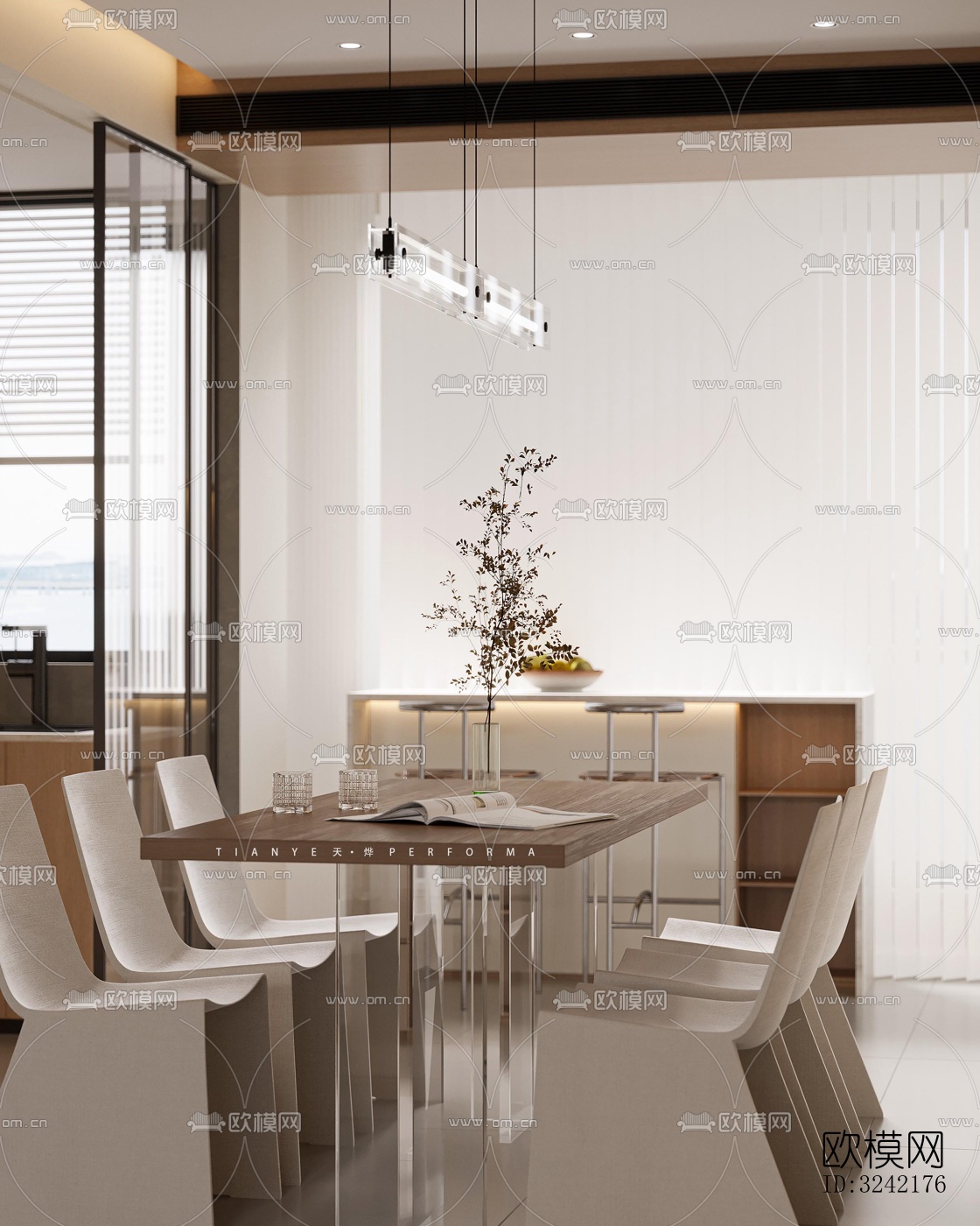 现代客餐厅效果图下载（渲染图9）